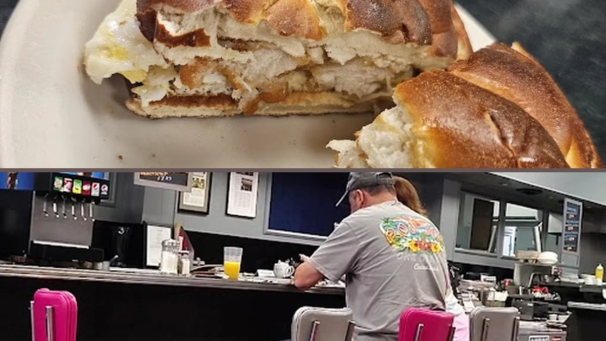 Homemade breakfast served in a simple diner setting.